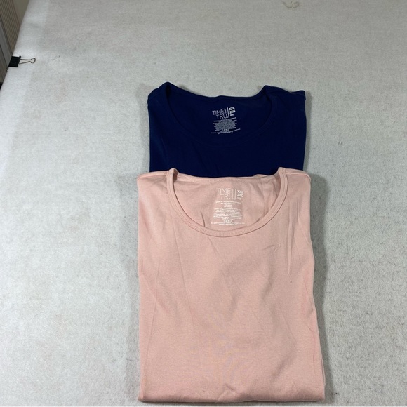 Time & Tru Tops  2 short sleeve Shirts XXL PINK& Blue Woman’s Tops - Picture 6 of 6